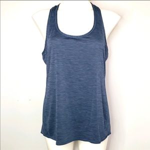 Athleta Navy Shadow Stripe Chi Racerback Tank SZ S